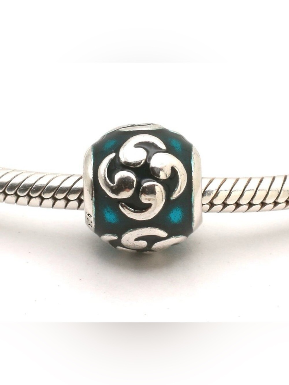 Authentic Pandora Retired Teal Zen Enamel 925 Ale Charm
